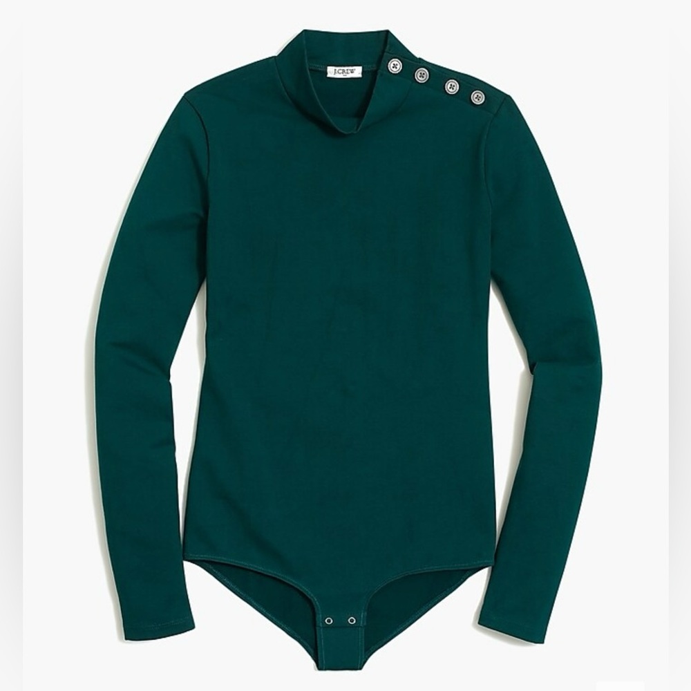 NEW J.Crew Mock Neck Body Suit In Forest Green Size S
